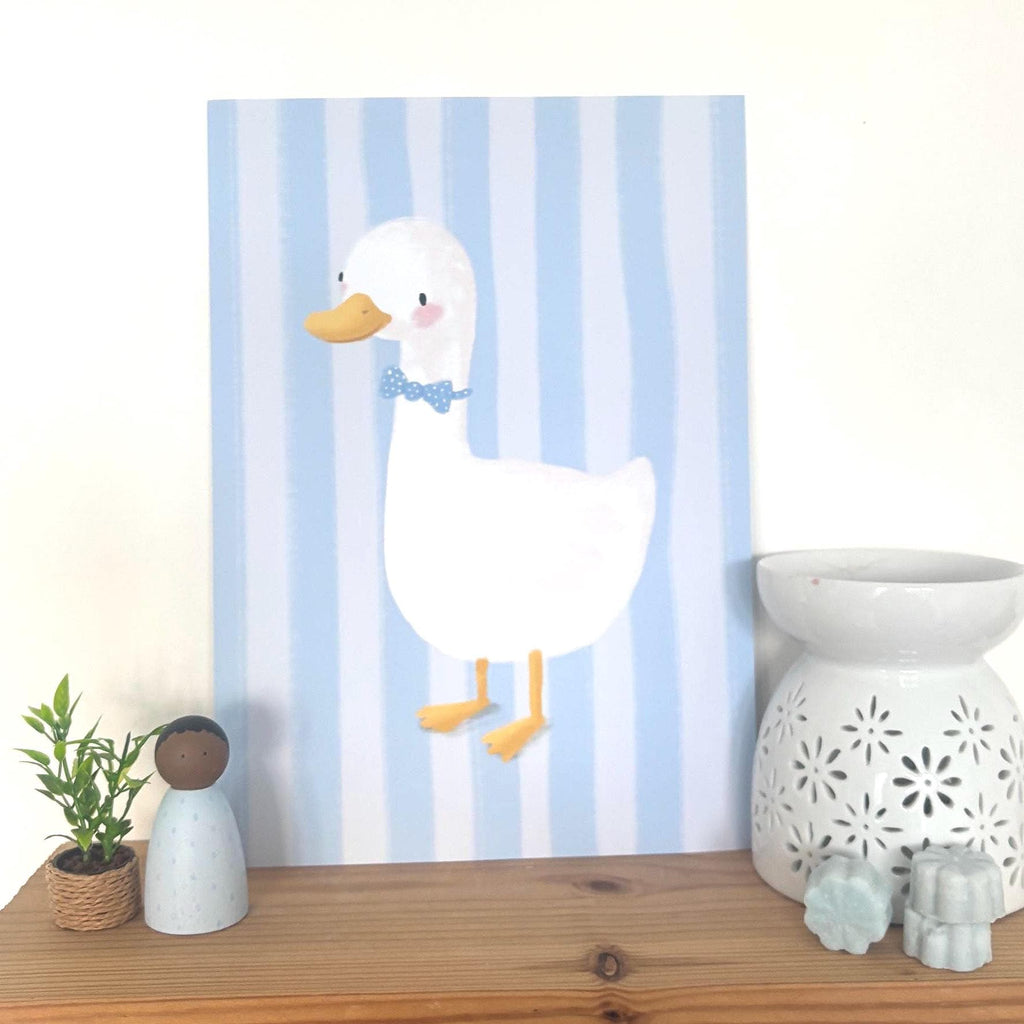 Illustrated Blue Goose Art Print Poster A4