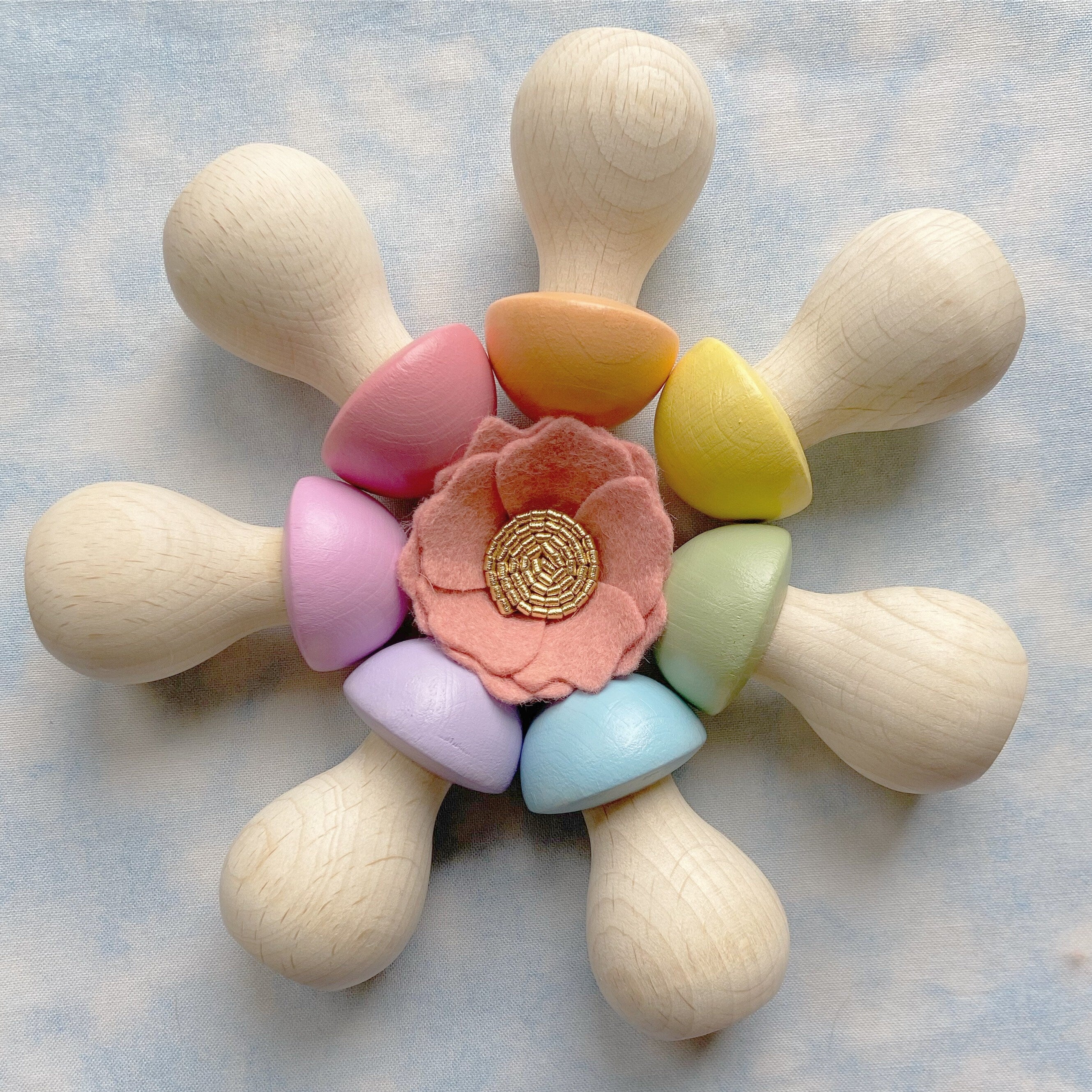 Rainbow Toadstool Peg Doll Set