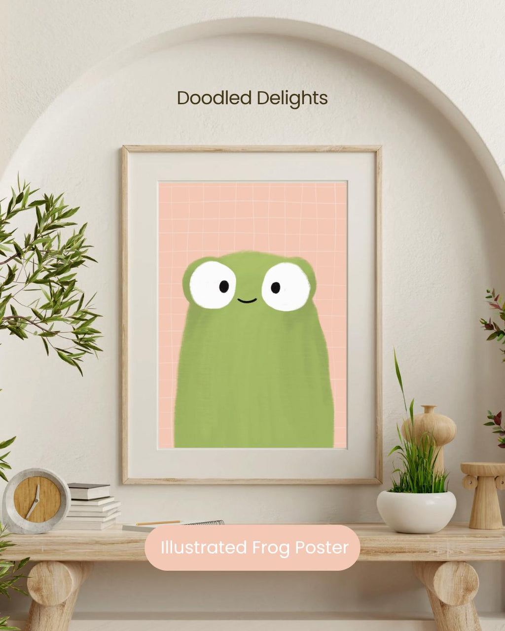 Illustrated Frog Art Print Poster A4