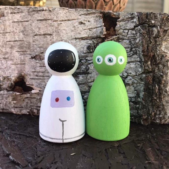 Astronaut & Alien Peg Dolls