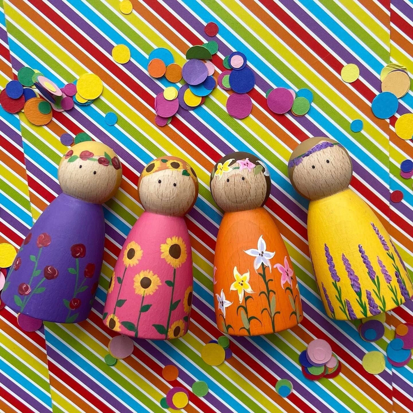 Summer Flower Peg Dolls